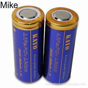 3.2v 2900mah 26650 rechargeable LiFePO4 battery cell